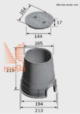 Slika Ventilski jašek okrogel s pokrovom |Fi: 194 mm x 230 mm|