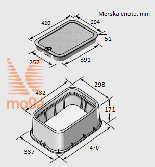 Picture of Kućište ventila s poklopcem, standardno |D x Š x V: 470 x 337 x 171 mm|